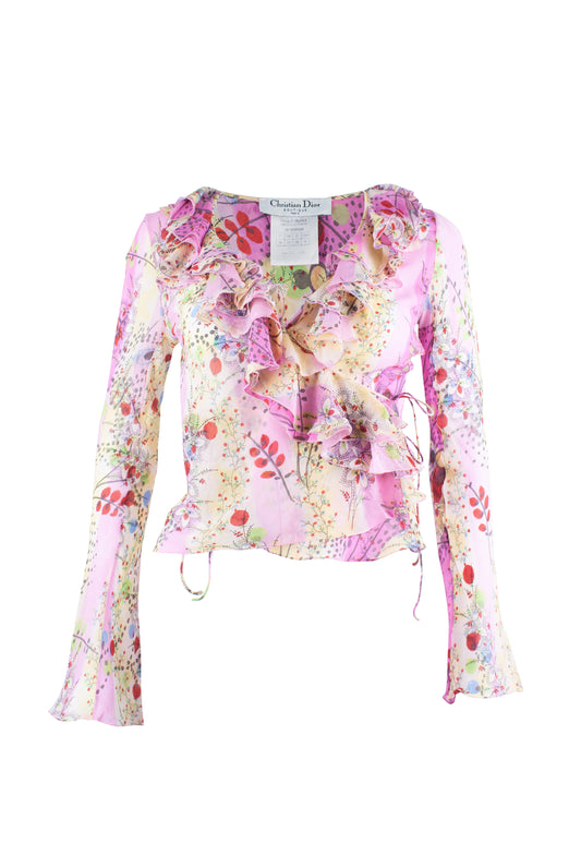 Silk Printed Chiffon Tie Top