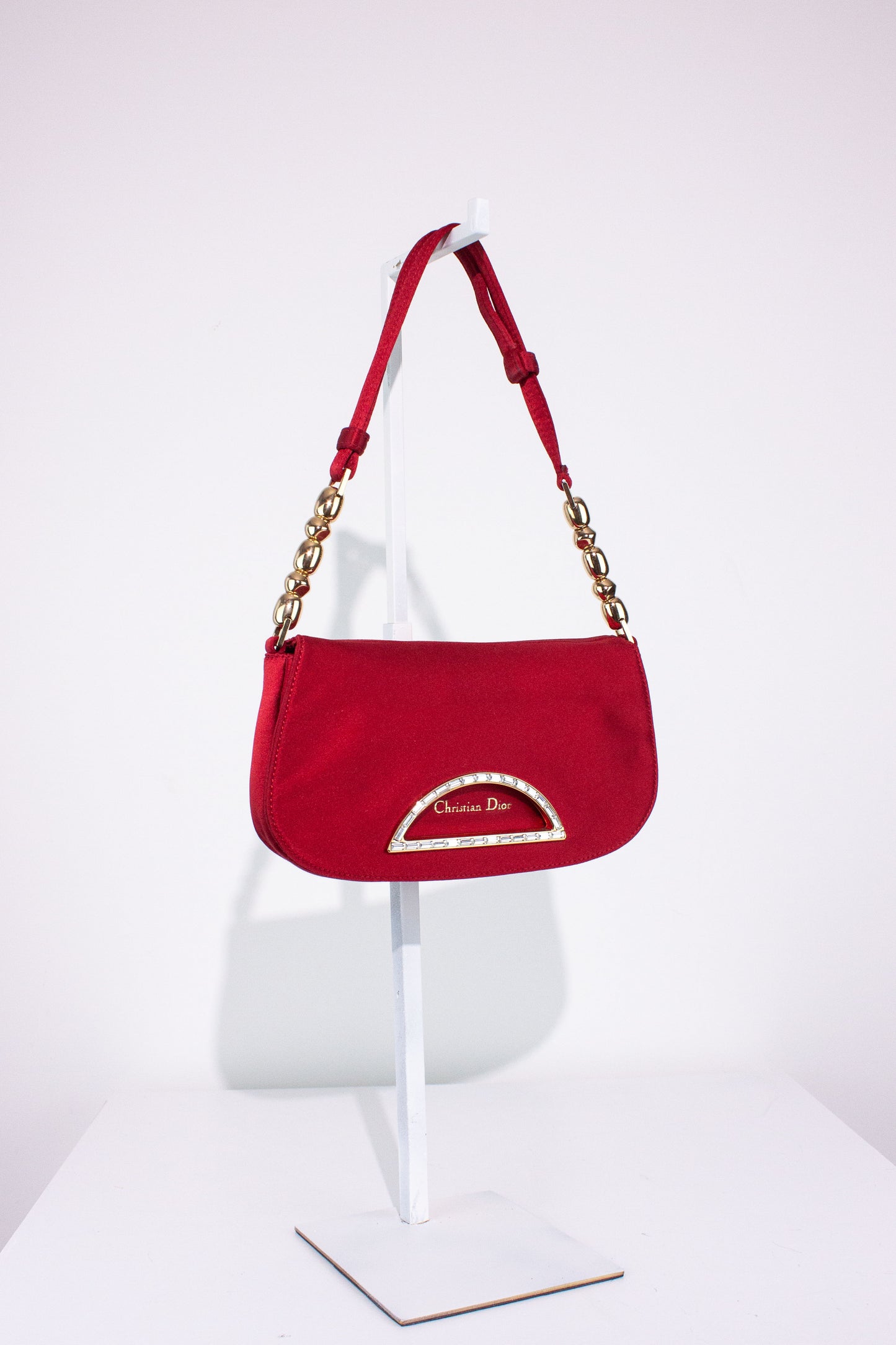 Malice red Satin Rhinestone Shoulder Bag