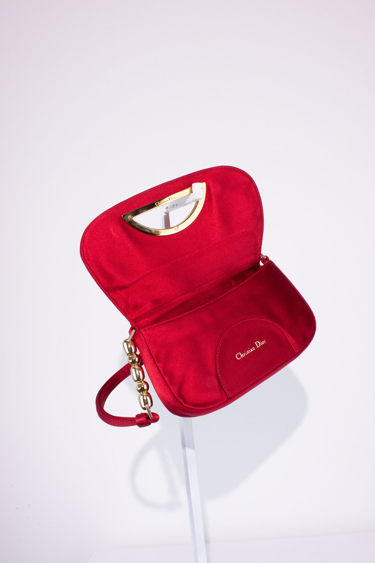 Malice red Satin Rhinestone Shoulder Bag