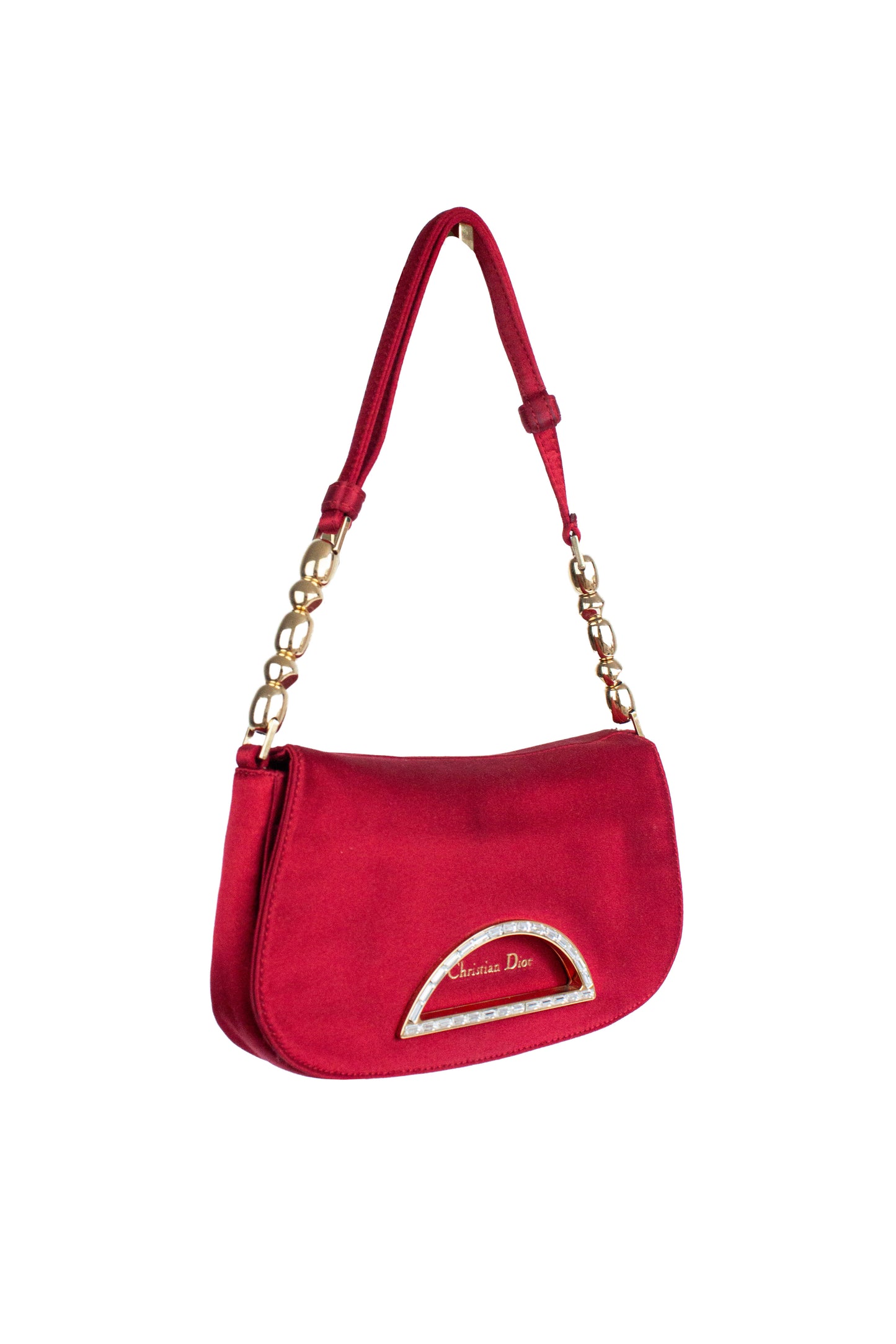 Malice red Satin Rhinestone Shoulder Bag