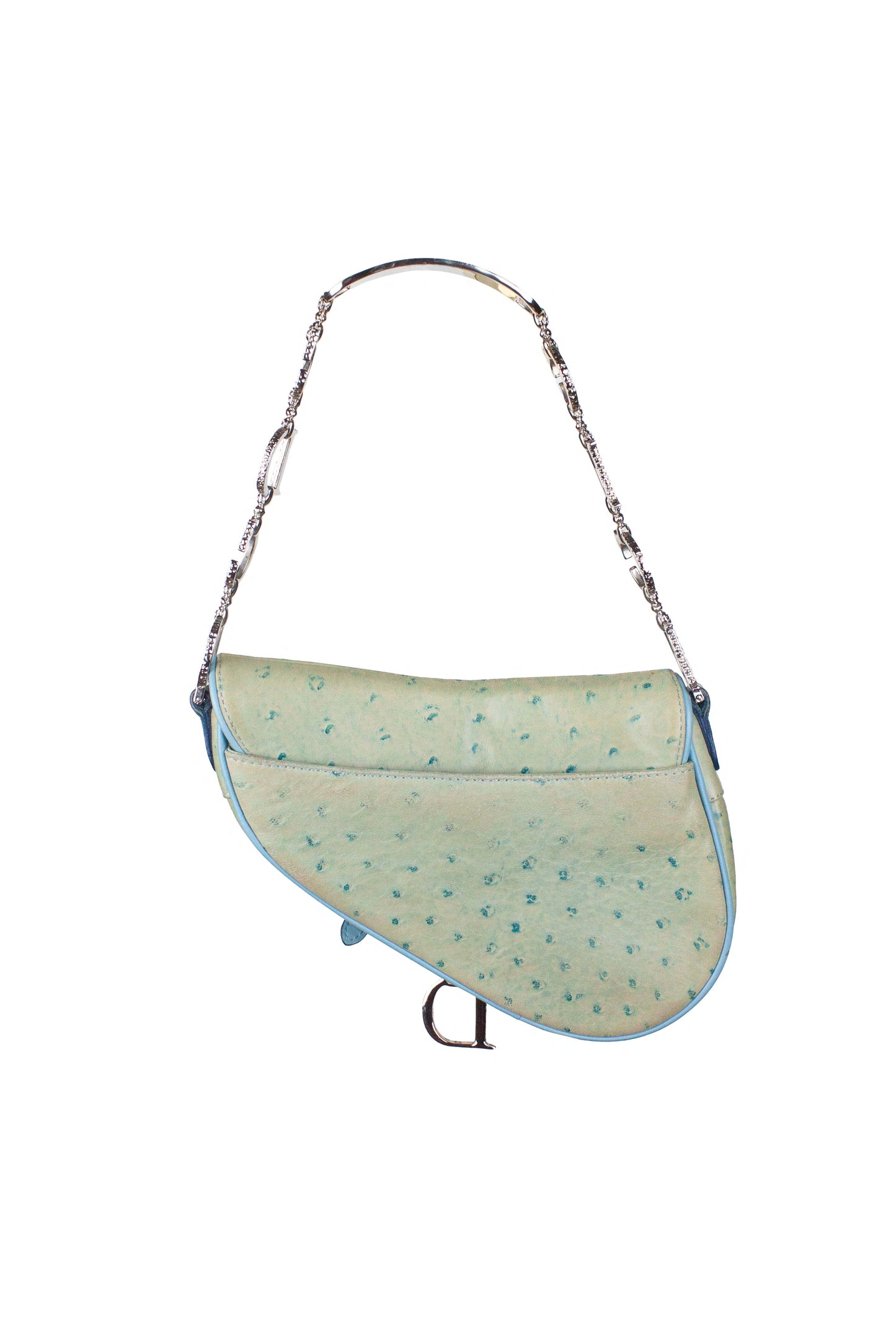 Blue Ostrich Rhinestone Saddle Bag AW2000