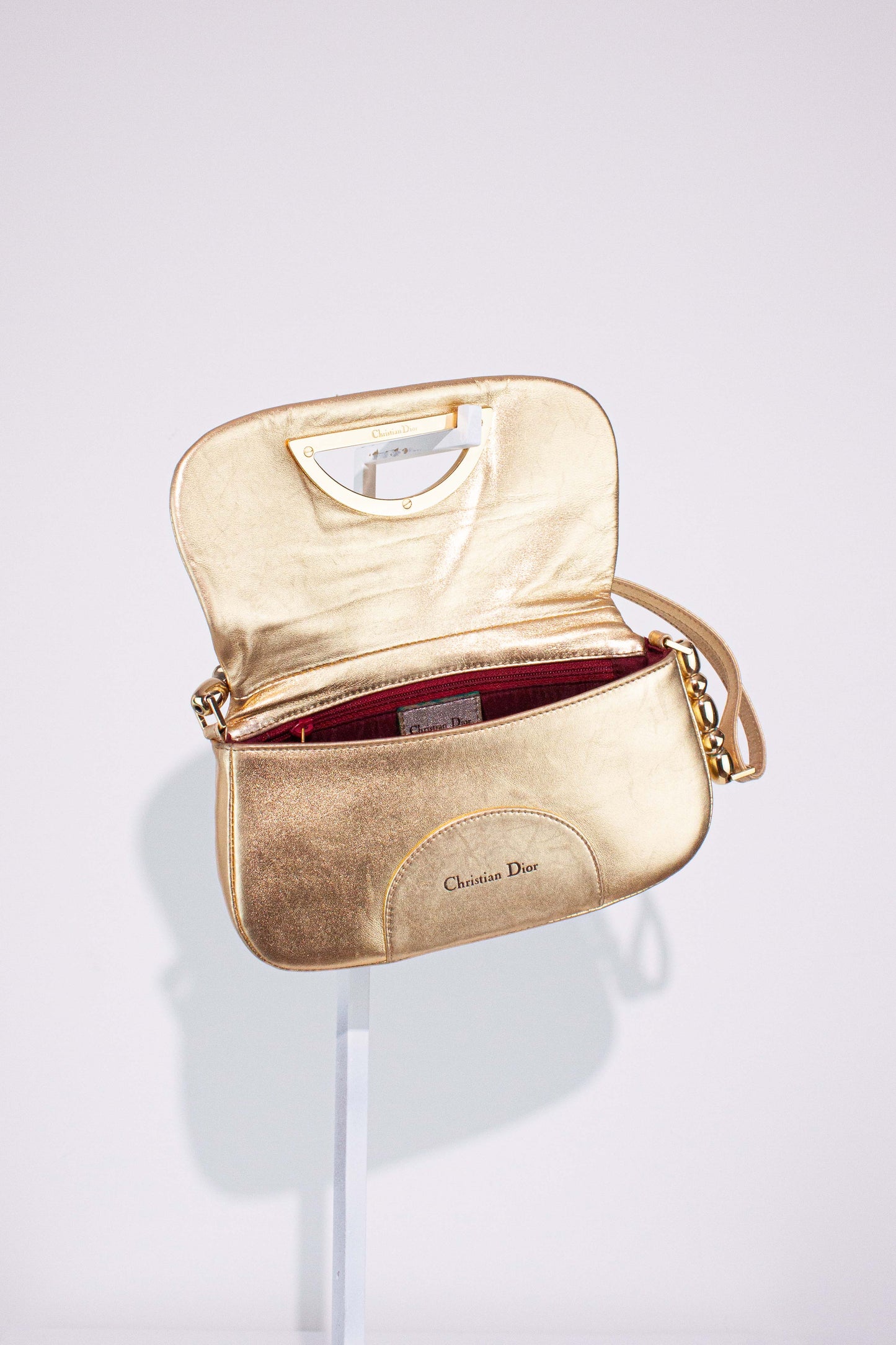 Gold Ostrich Malice Shoulder Bag