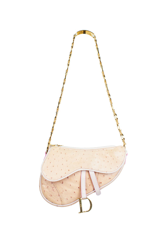 Pink Ostrich Dior Hardware Saddle AW2000