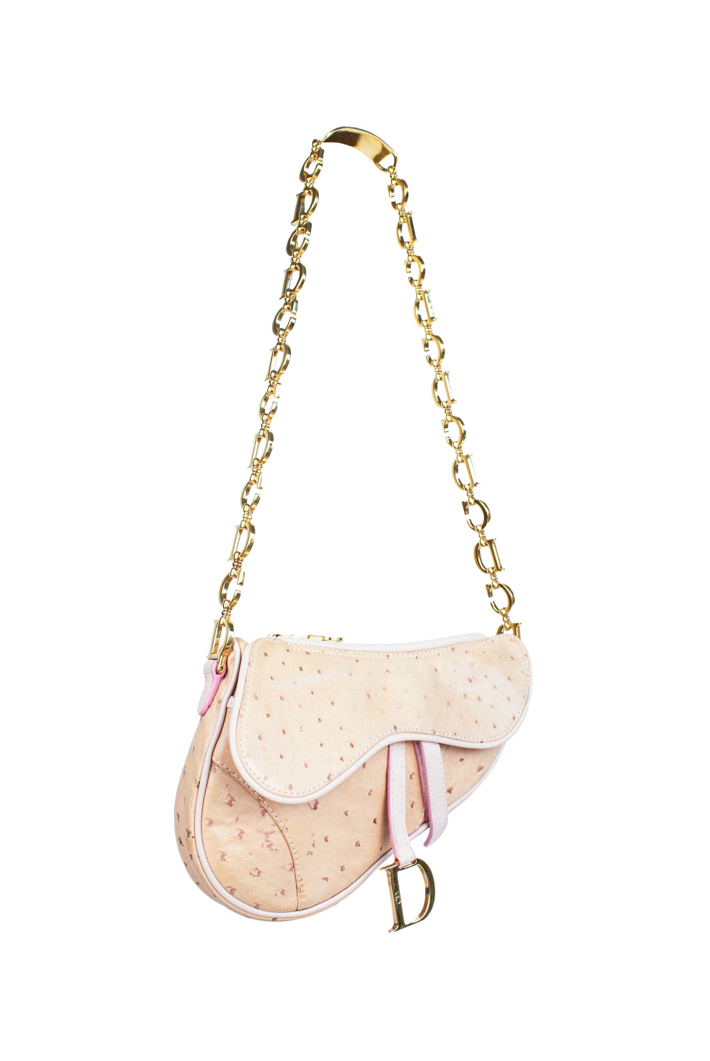 Pink Ostrich Dior Hardware Saddle AW2000