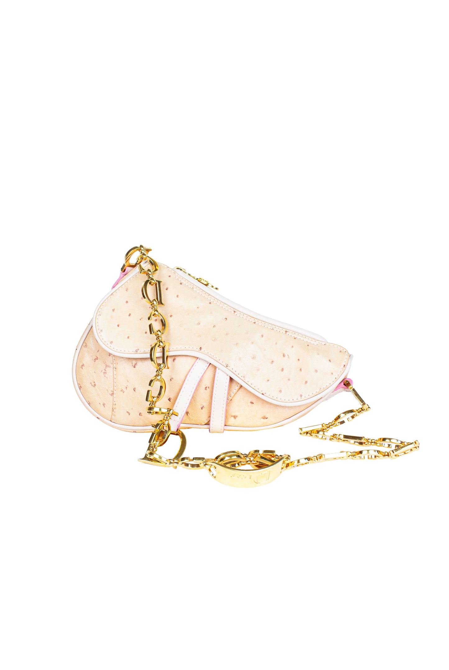 Pink Ostrich Dior Hardware Saddle AW2000