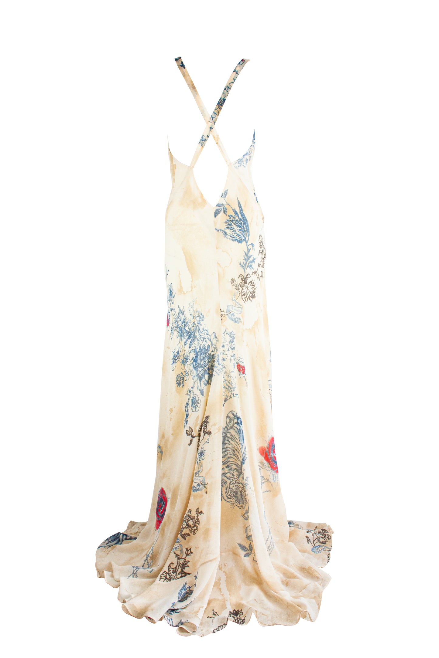 Tattoo Print Silk Evening Dress SS2003