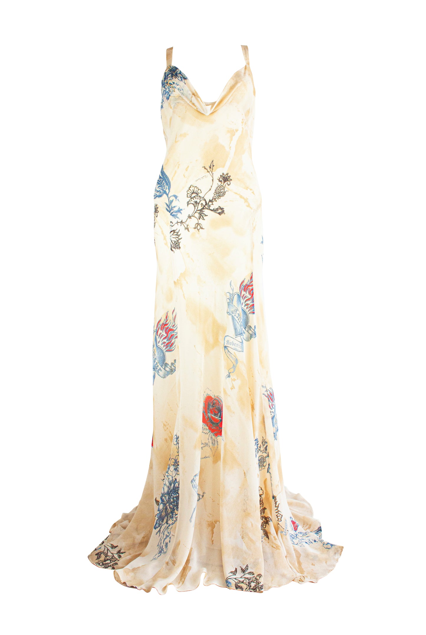 Tattoo Print Silk Evening Dress SS2003